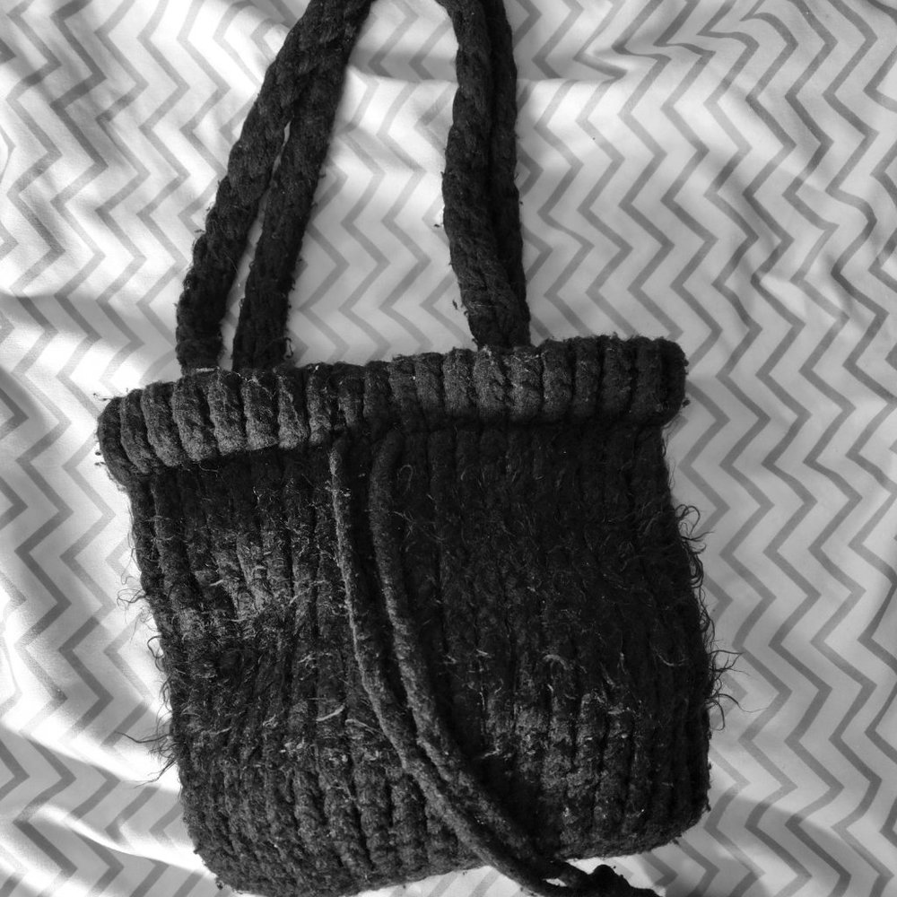 Hand Made Handbag Black Hobo Style